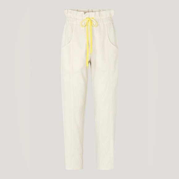Cream pants with Relaxed Fit and Drawstring Waist - Picture 2 of 3